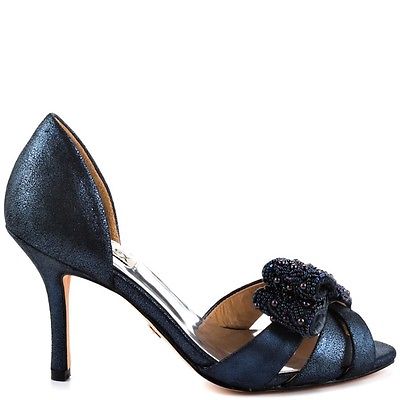 NIB Badgley Mischka VITA D'orsay heels sandals open toe shoes navy blue  6,5