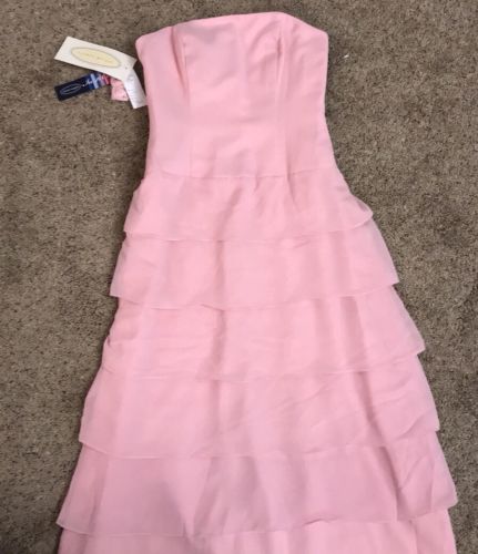 Ladies Pink Ruffle Alfred Angelo Formal Dress NWT