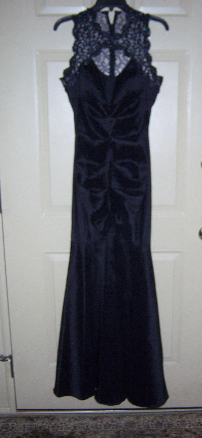 CLASSY!!! Beautiful BLACK XSCAPE MERMAID TAFFETA Prom Party gown SIZE 8
