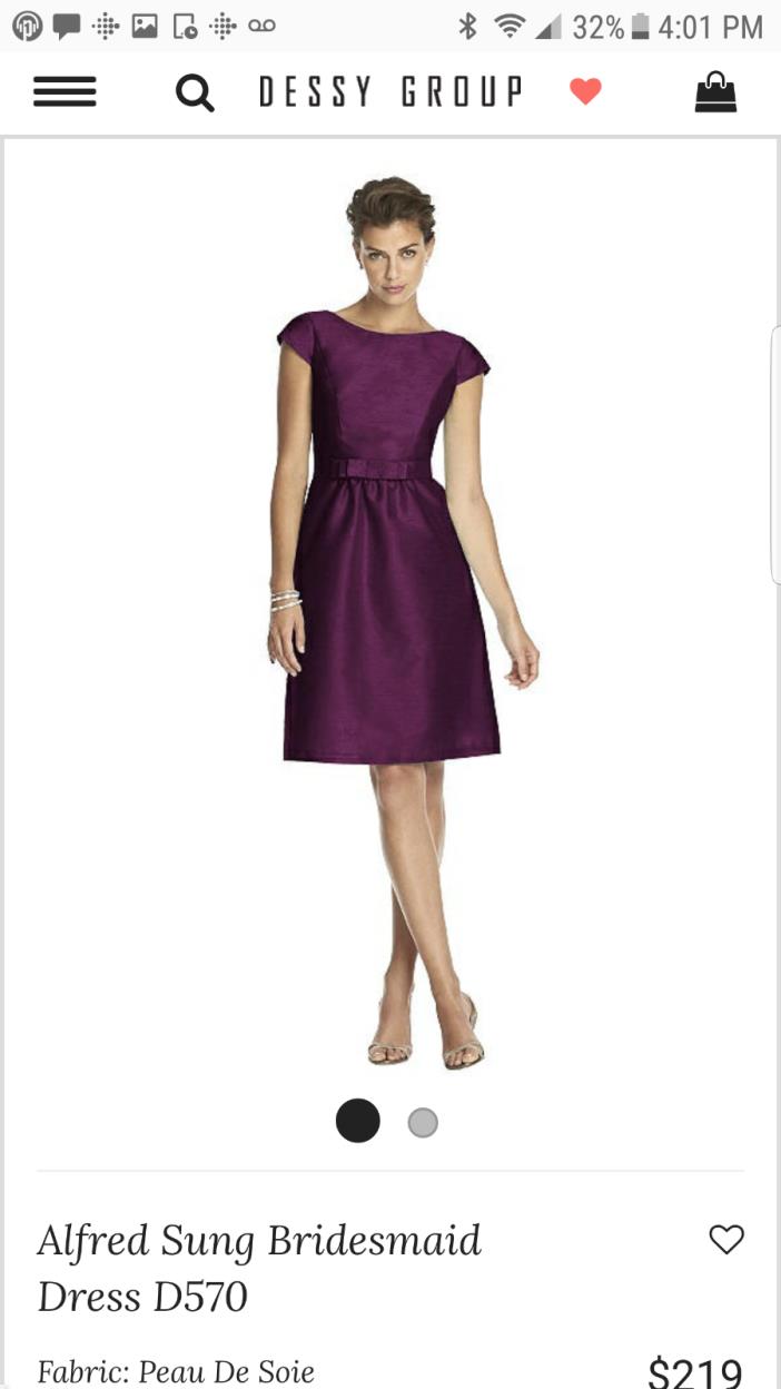 Alfred Sung D570 Cocktail Evening Party Bridesmaid Dress Italian Plum size 18