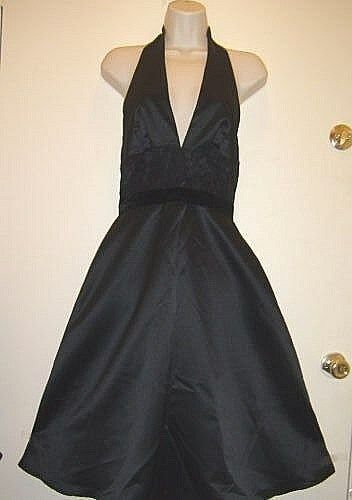 Womens Tease Me Black Halter Prom Wedding Evening Cocktail Black Dress Sz 2