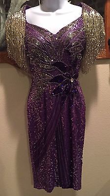 Evening Dress Prom Dance Purple Beaded Sequence Alyce Design Size 4 Dress