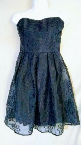 Prom or Bridesmaids Dress Blue Floral Strapless