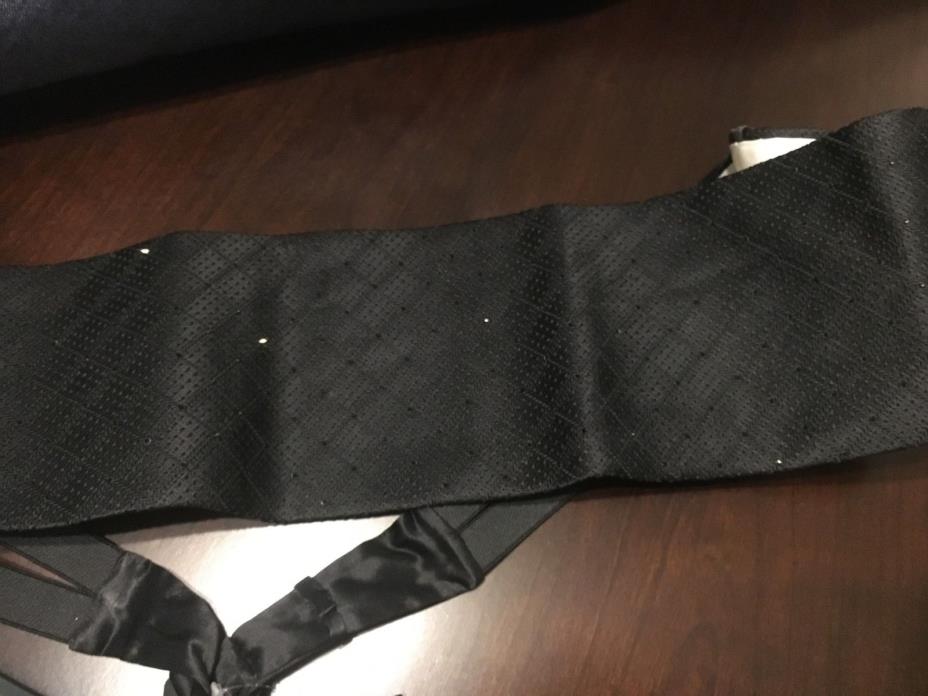 NWOT STEFANO RICCI SWAROVSKI CRYSTALS BLACK SILK CUMMBERBUND XL