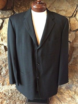 Hugo Boss Classic Suit Jacket Blazer Sz 46R Black 100% Virgin Wool Made in USA