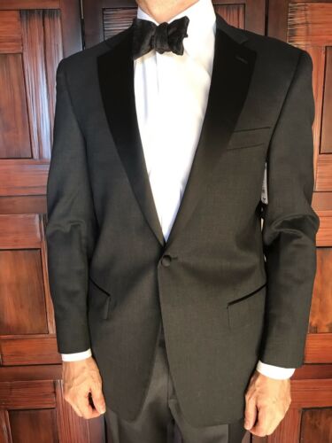 Hart Schaffner Marx Mens Size 40R Charcoal Gray Tuxedo Dinner Jacket Slim Fit