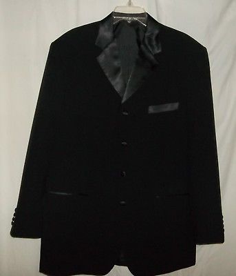Men's VANETTI Tuxedo Jacket / Coat SIZE 42 L Long ~ 4-Button, Black, Formal Tux