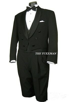 New 37 S Men's Black Tuxedo Tailcoat Full Dress Mardi Gras Ball TUXXMAN Coat Tux