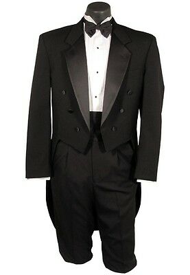 BOYS SIZE 4 Black Tuxedo Tailcoat Full Dress Tux Tails Dance Costume Halloween