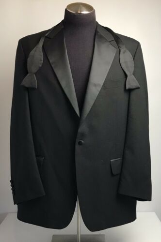 Men's Bill Blass Eveningwear Black Tuxedo Jacket with Bow Tie Size 44