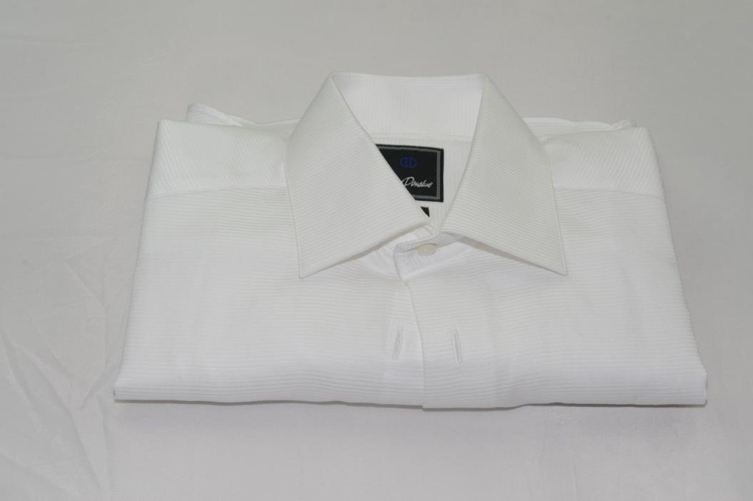 $135 NWOT David Donahue Trim French Cuff Buttonless Tuxedo Shirt 15 1/2-32/33