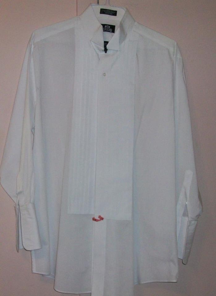 Men's Stafford White Pleated Front Tuxedo Shirt Tux Shirt Formal Shirt Sz 17-1/2