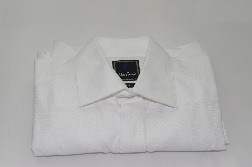 $155 NWOT David Donahue Trim French Cuff Hidden Button Tuxedo Shirt 15 - 32/33