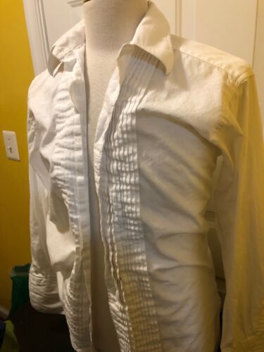 Gitman Bros. White Tuxedo Shirt 14.5 / 32 Pleated Dress Shirt-French Cuffs-USA