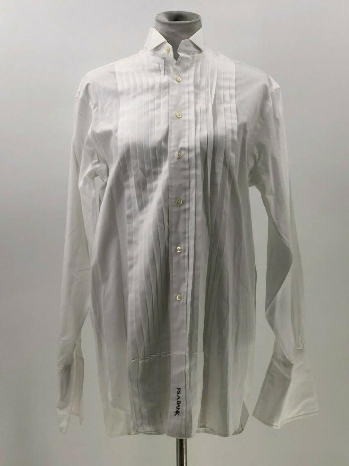 JOS A BANK TUXEDO PLEATED FORMAL WHITE DRESS SHIRT MENS SIZE 14 1/2-33 H62