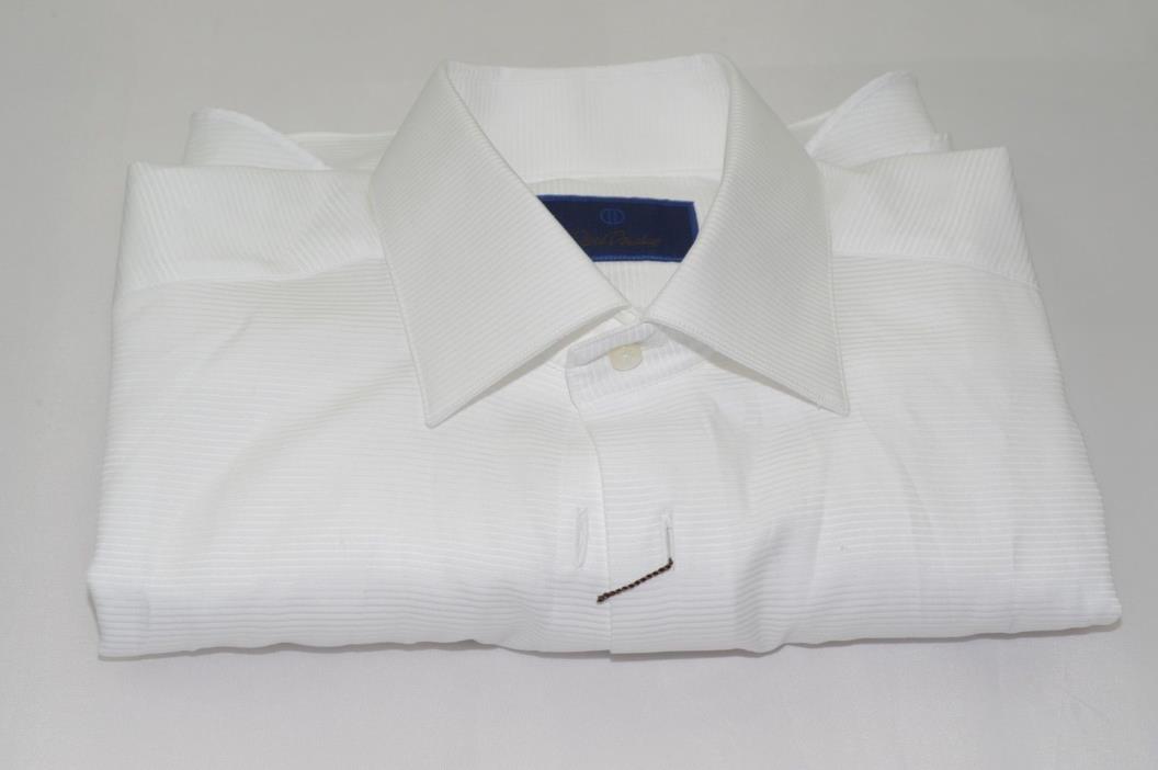 $135 NWOT David Donahue Men's French Cuff Buttonless Tuxedo Shirt 15 1/2 - 32/33