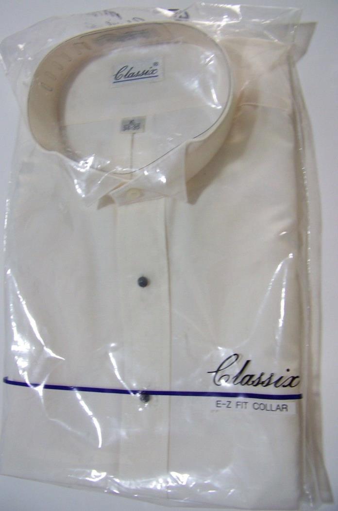 NEW!! CLASSIX IVORY TUXEDO SHIRT, WING TIPS, XL 34-35, FREE SHIPPING US ONLY!!