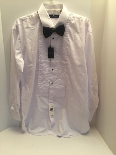 Mens Tuxedo Shirt Size L 16-16.5 32-33 With Bow Tie NWT