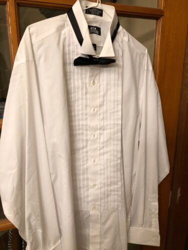 Stafford White Pleated Front Tuxedo Shirt With Accessories Men’s Sz 17