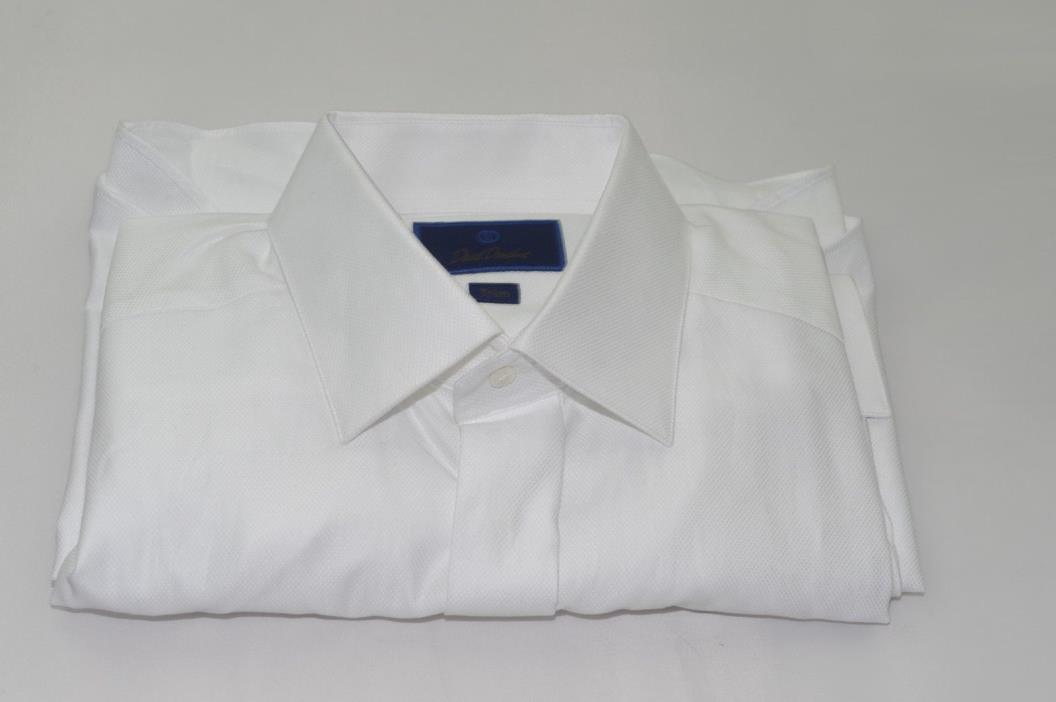 $155 NWOT David Donahue Trim French Cuff Hidden Button Tuxedo Shirt 16 - 34/35