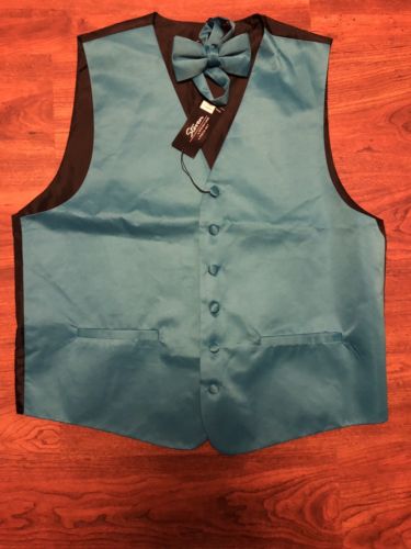 Teal Vest And Bow Tie