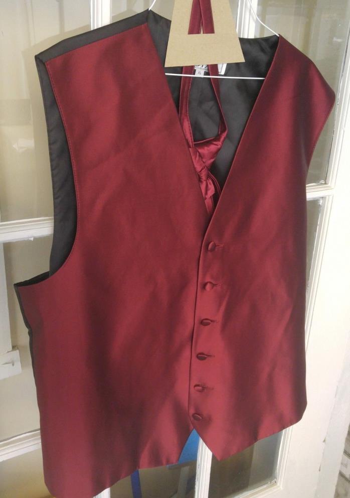 After Six Men's XL Wine Colored Formal Vest and Tie Set (1.5lb)