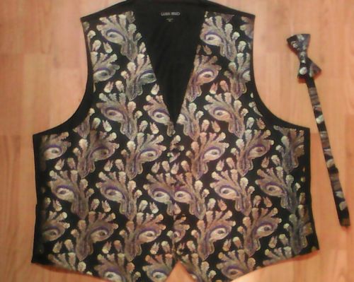 Larr Brio vest and bowtie size XL bartender cocktails matching set 50