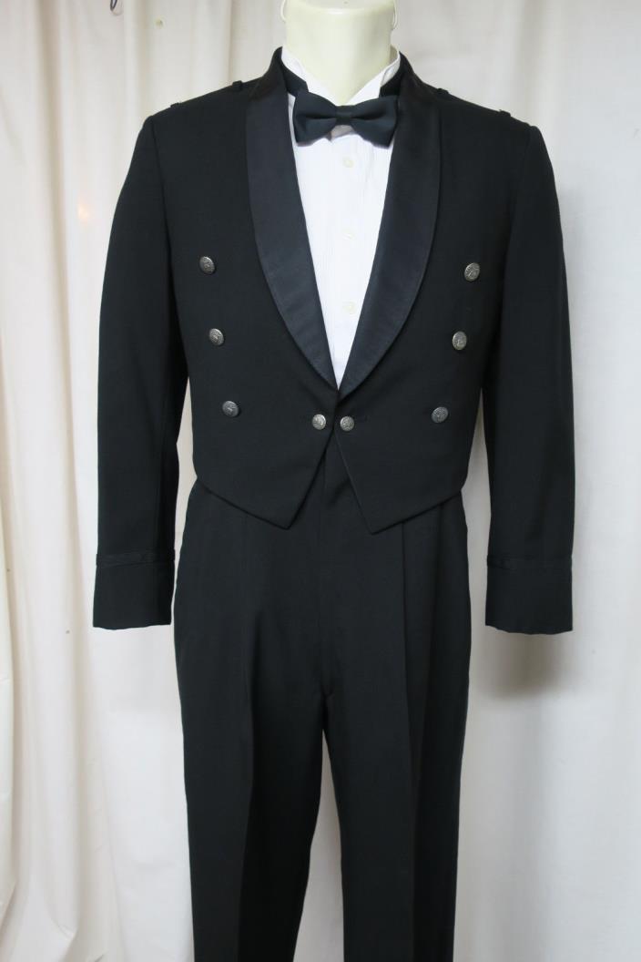 Vintage 50s US NAVY Tuxedo Suit  38R Mess Jacket & Pants Military Black
