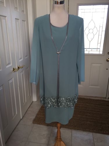 Patra Mother of bride or groom mint green tunic dress with jacket attached 12