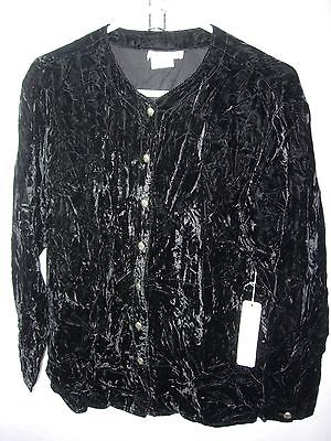 WOMENS NEW NWT BLACK CRUSHED VELVET JACKET BLOUSE MOTHER OF THE BRIDE SIZE M 42