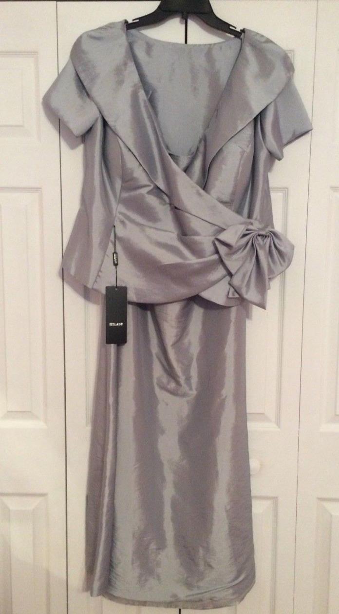 NWT Izilady Beautiful Gray Mother Of The Bride Formal Dress With Jacket, Size 16