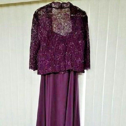 KAREN MILLER Size 12 Formal Dress Mother of the Bride Gown & Beaded Jacket DR3