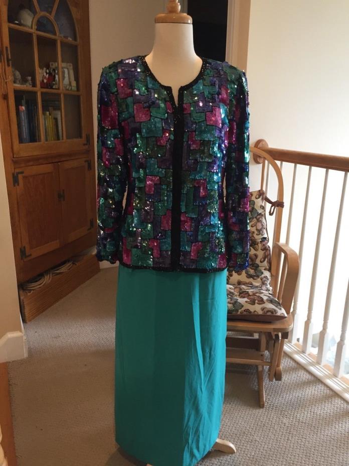 GORGEOUS WOMENS' STENAY BEADED SILK JACKET, W/CAMISOLE AND SKIRT