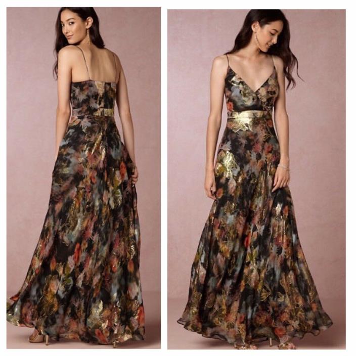 NWT Anthropologie BHLDN Nicole Miller Silk Black Gold Multi LUPITA 4 Prom $750