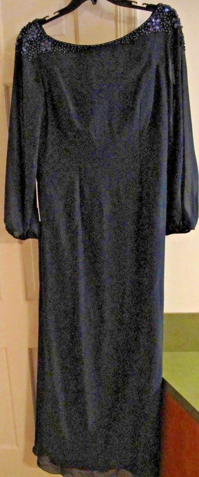 JJ's House Long Navy Blue Formal Special Occasion Dress Sz 14 12 Large Bust 41