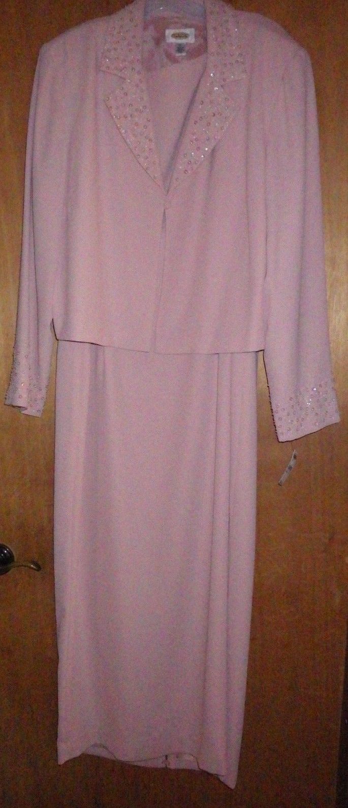 Talbots Mother Of Bride Dress Size 18 Pink Gown Beaded Jacket