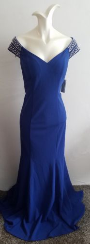 ALEX EVENINGS Fit & Flare Blue Mother Of Bride groom Formal Dress gown Size 14