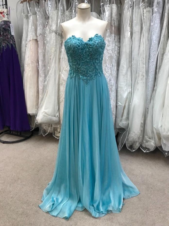 Mon Cheri blue prom gown