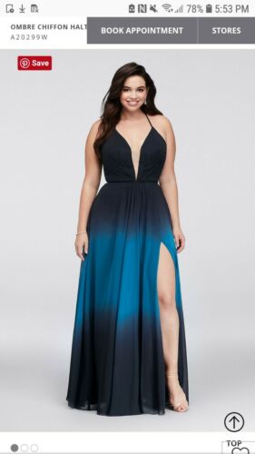 Blue Ombre Prom Dress from David's Bridal (Size 18 Women's)