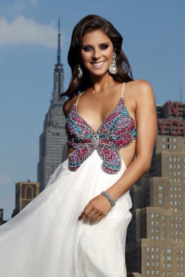 Terani Couture BEADED Butterfly formal gown dress $500 sz 4 pageant prom