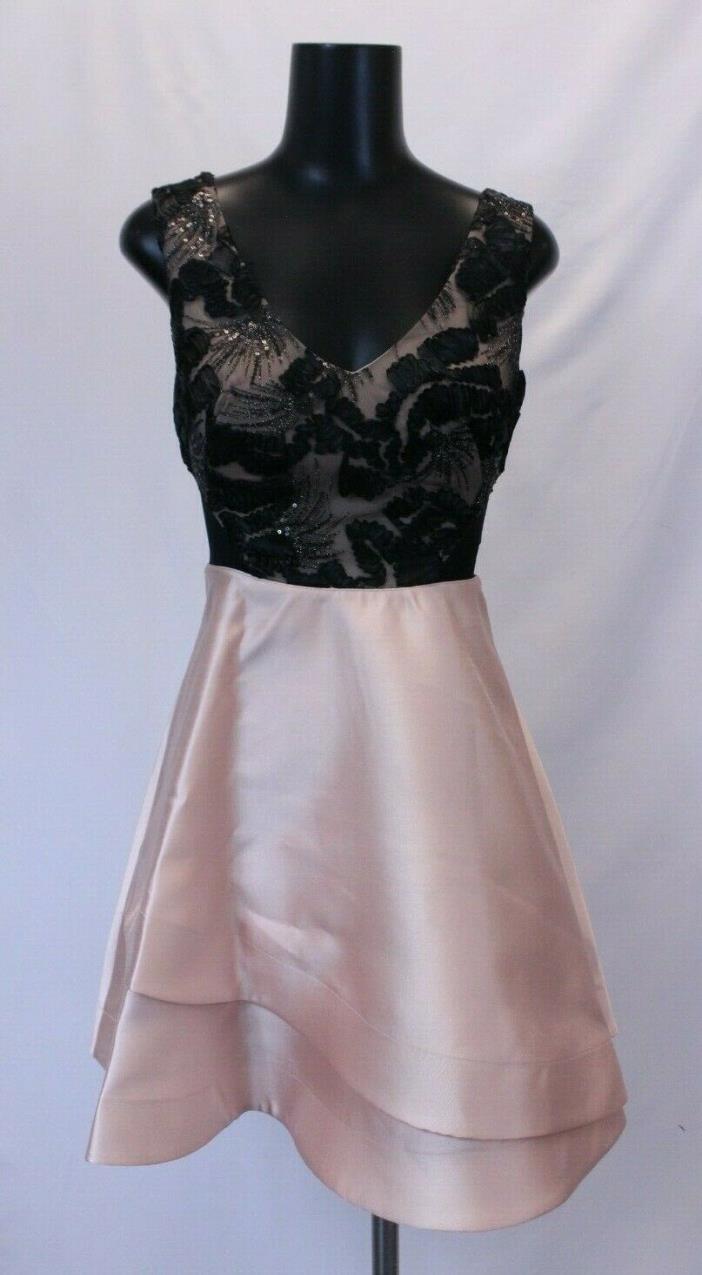 BCX Embellished Contrast Fit & Flare Dress CB8 Blush, Black Size 3
