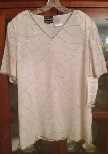 NWT SZ 20 Jean For Joseph LeBon Sequined Blouse Free Shipping arrives in 2/3 Day