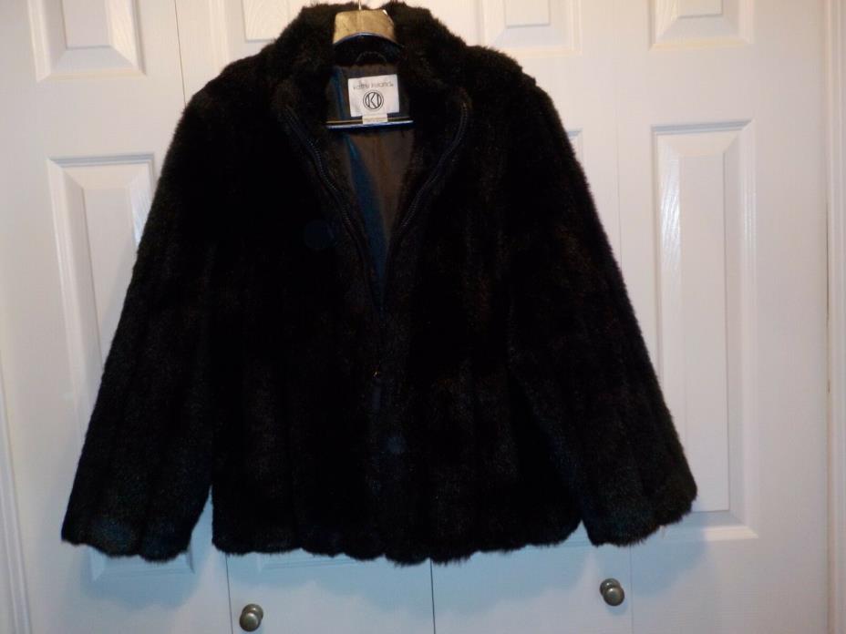 Ladies Kathy Ireland Black Faux Fur Jacket Size M