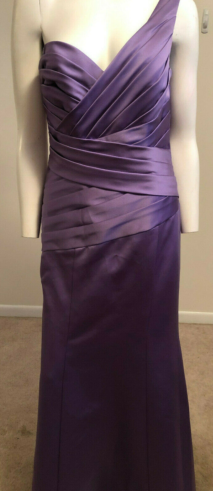 NWT One Shoulder Lavender Formal Prom Floor Length Dress by Alfred Angelo Size 8