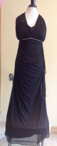 black chiffon halter silver empire waist  evening gown  Ladies  Size 16w