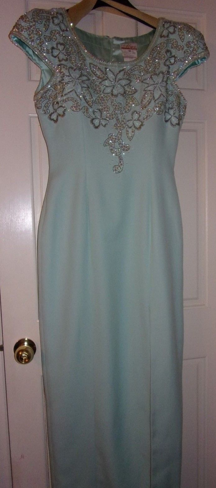 Womens Alyce Designs Mint Green Formal Short Sleeve Full Length Dress Size 16