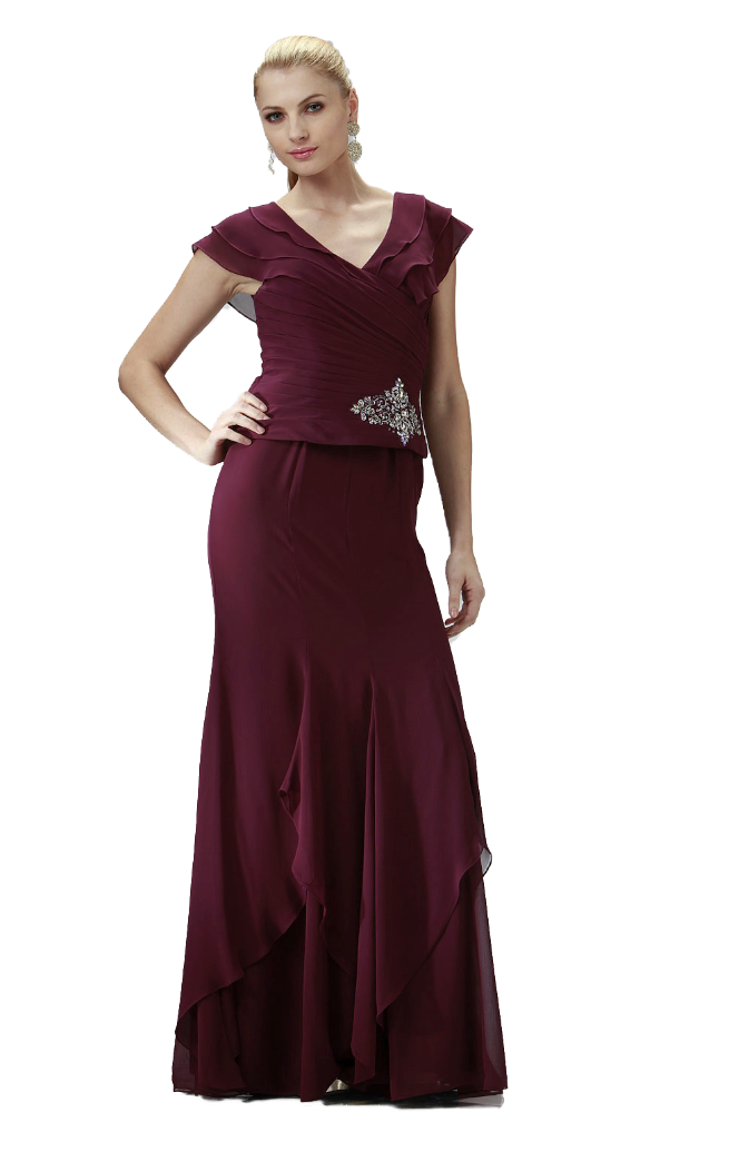 POLY USA party dress 6156 in size L with Plum color