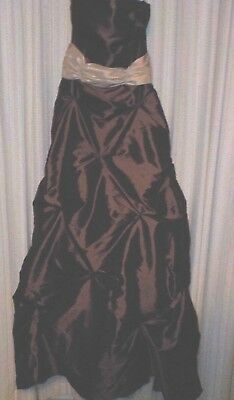 Bill Levkoff's Evening Gown Choc. Brown w/beige sash,size 8