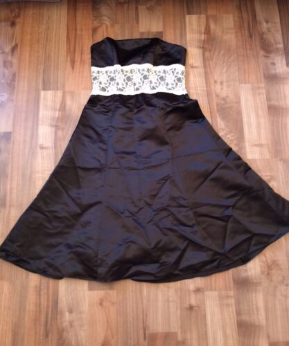 Wtoo Strapless Black And White Lace Tea Length Dress Size 6