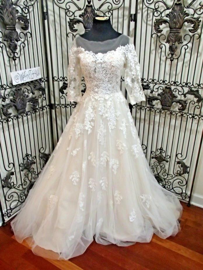 1252W  MAGGIE SOTTERO SZ 14 IVORY CHAMP  BREE 8MS491 $1685 WEDDING DRESS GOWN